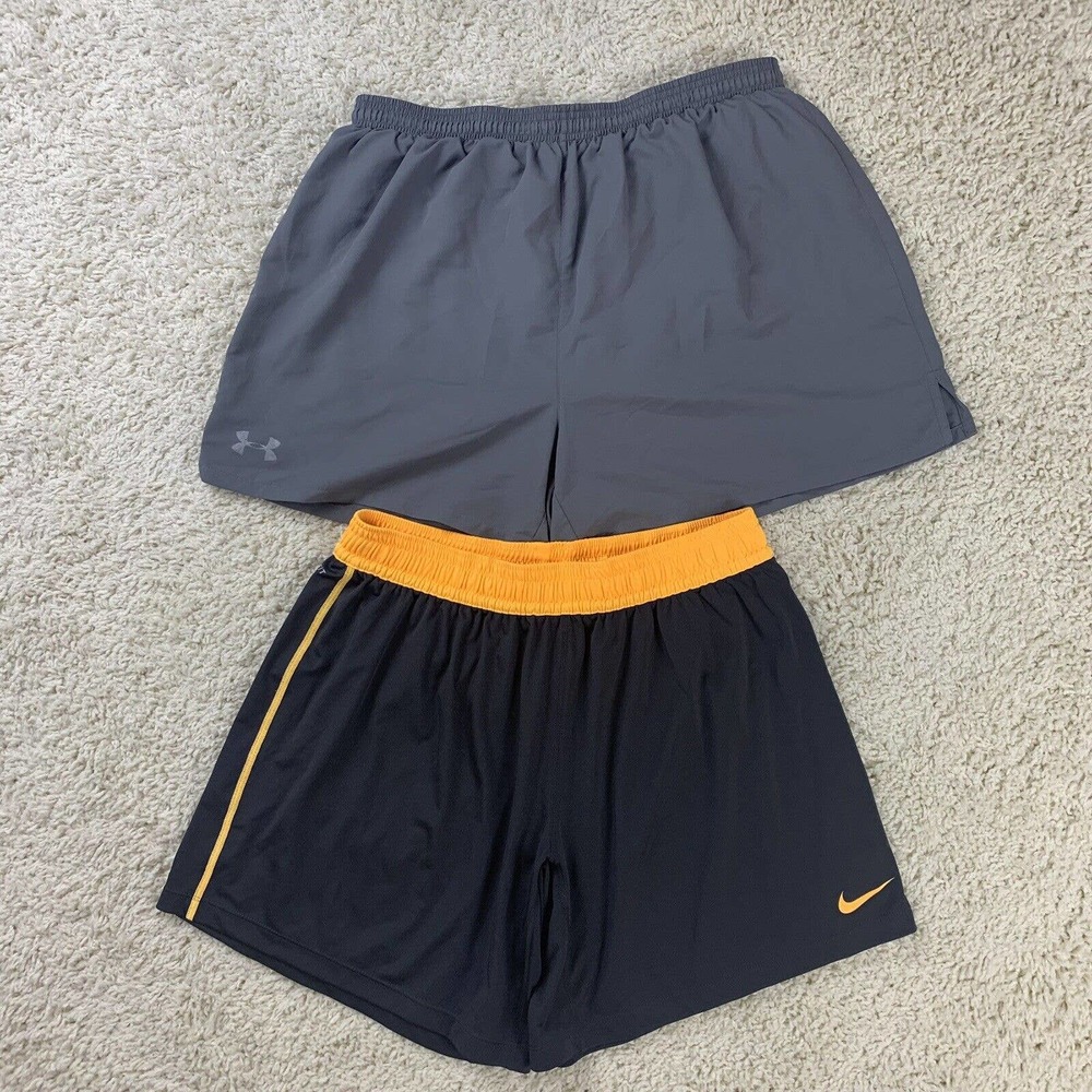 LOT OF 2 PAIRS NIKE AND UNDER ARMOUR WOMEN'S RUNNING ATHLETIC SHORTS *Large
